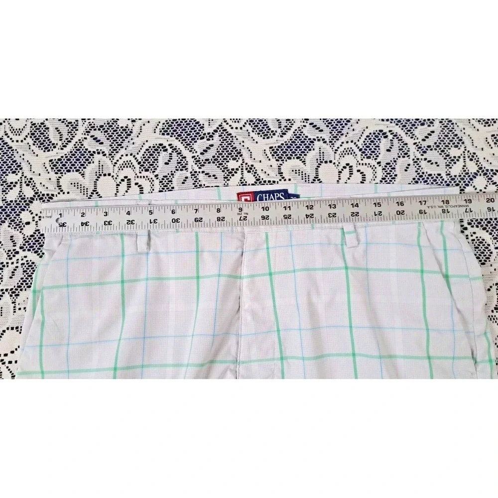 Chaps Golf Shorts Men's‎ 36 Green/Blue/Beige Plaid Casual PolyBlend Pre-owned
